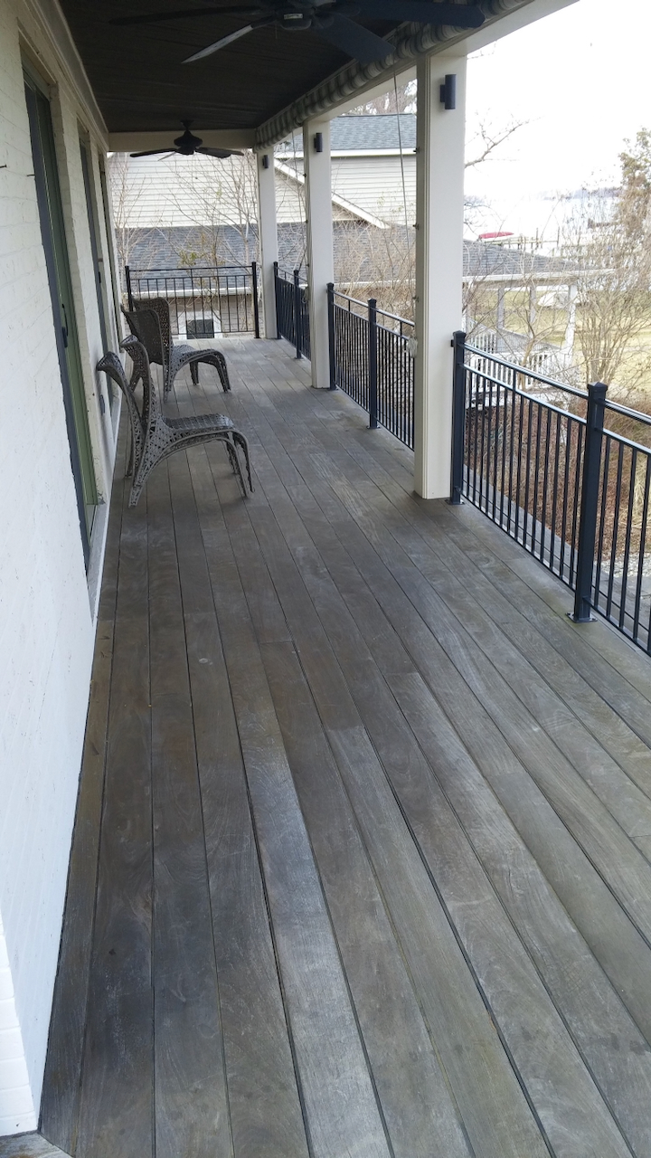 Weathered and gray deck before restoration