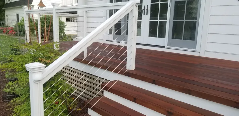 Modern deck railing with water view in Annapolis