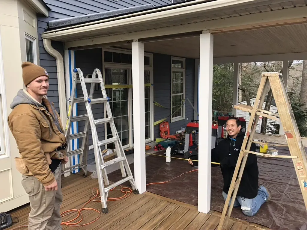 Team collaborating on deck project